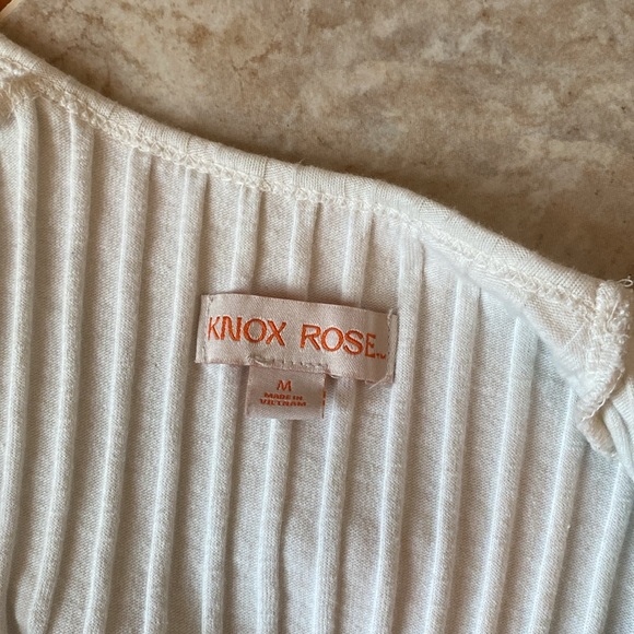 Knox Rose White Ribbed Long Sleeve Scoop Neck Shirt Medium - Picture 3 of 4